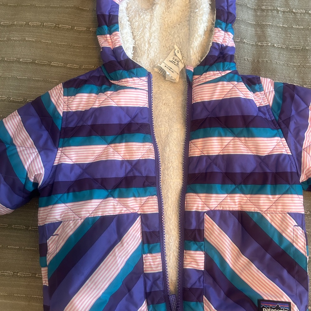 Patagonia Kids' Purple Striped Puffer Jacket
